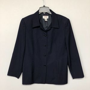 Vintage Talbots Women Blazer Jacket Size 16 Dark Blue 100% Wool B196 -27